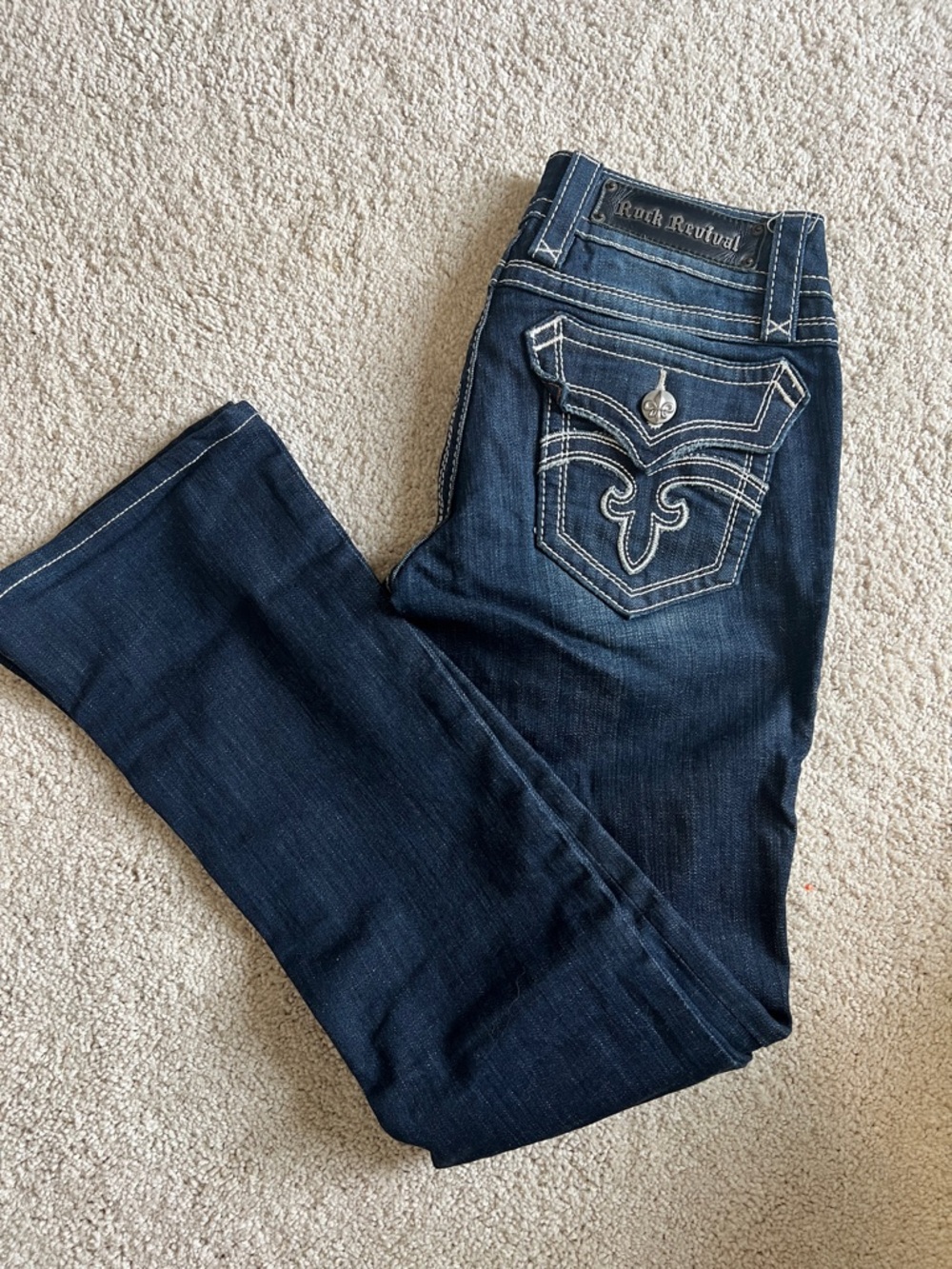 Rock Revival Women's Dark Indigo Boot Cut Jeans with Embroidered Back Pocket